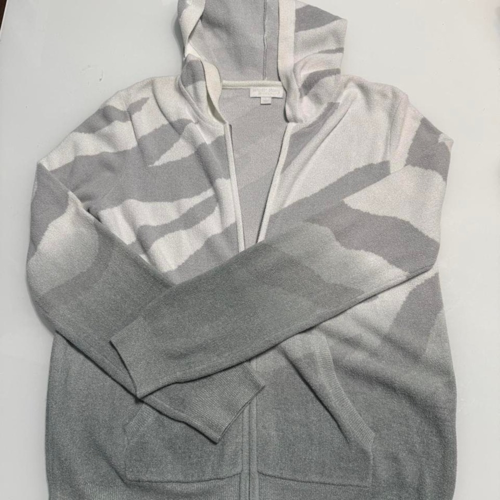 ☁️ Barefoot Dreams‎ CozyChic Ultra Lite Zebra Zip Hoodie – Size L
